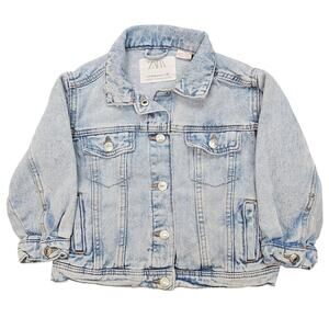 ZARA BABY DENIM JACKET – 18–24 MONTHS (92 CM) – LIGHT WASH – BUTTON‑FRONT
